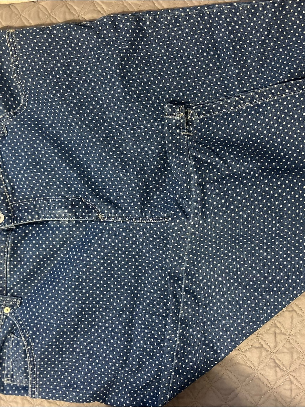 Gloria Vanderbilt Navy Denim Skinny Jeans with White Polka Dots